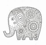 Coloring Elephant Zentangle Pages sketch template