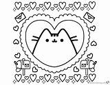 Pusheen Coloring Pages Heart Printable Pattern Cat Kids Hard Kawaii Print Unicorn Choose Board sketch template