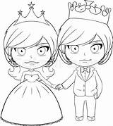 Coloring Princess Prince Vector Illustration Stock Holding Hands Lironpeer Smiling sketch template