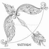 Coloring Sagittarius Zodiac Book Tattoo Pattern Hand Drawn Flowers Tattoos Vector Pages Line Getcoloringpages Zentangle Sign Archer sketch template