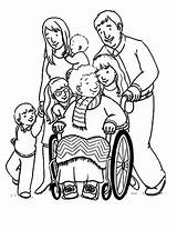 People Helping Coloring Pages Drawing Disabled Person Disability Bored Colouring Family Supporting Getdrawings Wheelchair Color Choose Board Kids Others Play sketch template