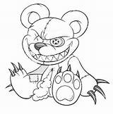 Drawing Drawings Bear Teddy Coloring Tattoo Scary Graffiti Cartoon Save Halloween sketch template