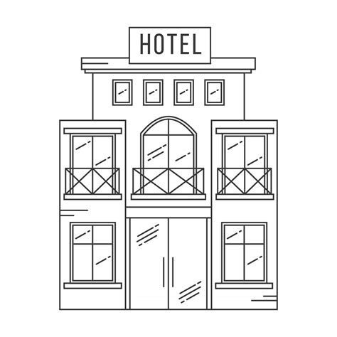 hotel building outline vector  art illustration  vector art