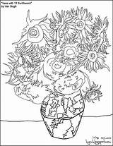 Gogh Van Sunflowers Paint Numbers Number Drawing Sunflower Blank Coloring Pages Vase Drawings Painting Colouring Printable Canvas Cognitive Distortions Five sketch template