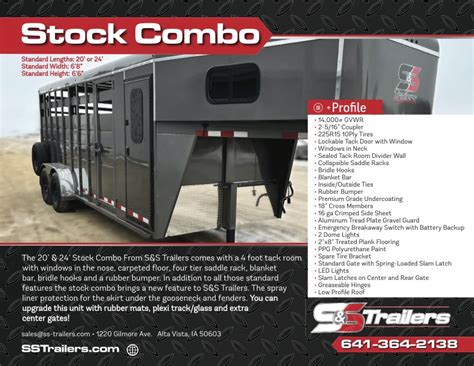 stock combo trailer ss trailers livestock trailers horse trailers tack room alta