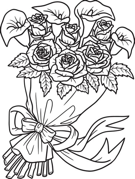 flower bouquet coloring page  adults  vector art  vecteezy
