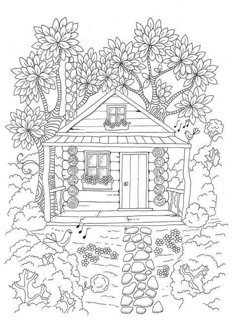spring coloring pages   grown ups beautiful house