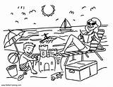 Coloring Beach Pages Vacation Summer Fun Kids Printable Adults Color sketch template