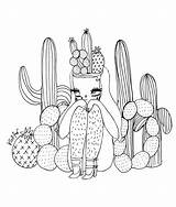 Cactus Printable Valfre Llamacorn Cacti Drawings Getcolorings Colouring Strange sketch template