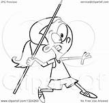 Javelin Throwing Track Field Illustration Cartoon Girl Toonaday Royalty Clipart Lineart Outline Vector Ron Leishman sketch template