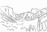 Yosemite Coloring Mountains Printable Park National Drawing Nature sketch template