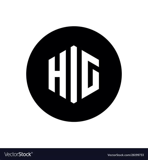 initial letter hic  hig logo hexagonal icon vector image
