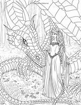 Coloring Mystical Fairy Elves Mythical Fairies Mermaid Fenech Selina Mythology Ausmalen Erwachsene Grown Ups Wood Malvorlagen Drachen Elfen Myth Fae sketch template