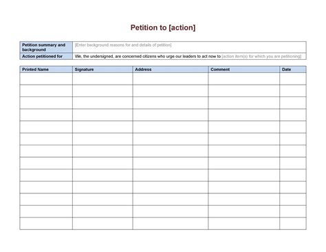 printable blank petition form printable form templates  letter