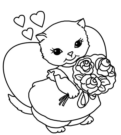 cute cat valentine coloring pages   quality file