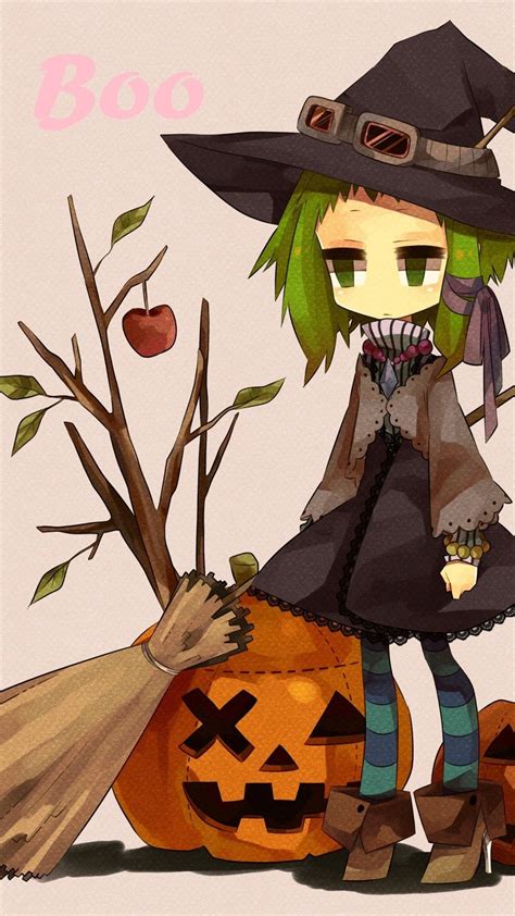 halloween boo iphone wallpaper girl witch hat broom pumpkin