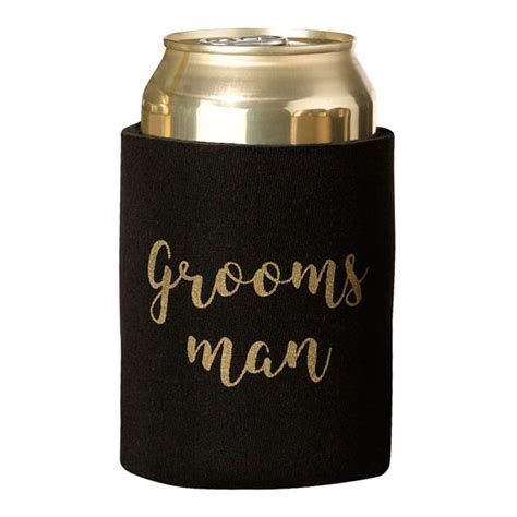 Black And Gold Groomsman Stubby Cooler Black Wedding Theme Shop By