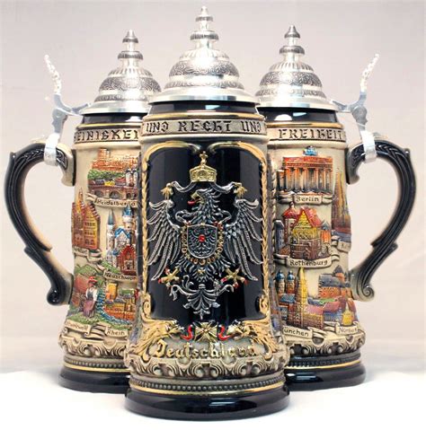 Deutschland Germany City With Pewter Eagle Le German Beer Stein 1l One