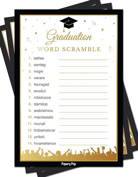 graduation party word scramble game cards  pack graduation