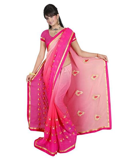 vishnu priya textiles pink pure chiffon saree buy vishnu priya