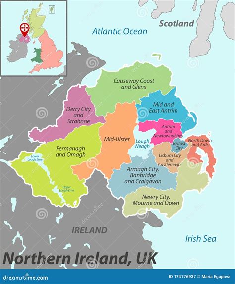 kaart van noord ierland met districten vector illustratie illustration  zweren dromen