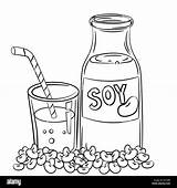 Milk Soy Vector Sketch Drawn Line Coloring Simple Hand Illustration Alamy Book Bottle sketch template