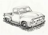 Drawings Truck Ford Old Drawing Pickup Trucks Coloring Sketch Car Chevy Pages Vintage Classic Pencil Pickups 1953 Sketches Google Color sketch template