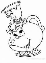 Mrs Potts Coloring Beauty Beast Getcolorings Teapot Drawing Color sketch template