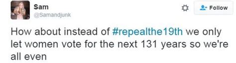 us election 2016 repealthe19th tweets urge us women to be denied vote