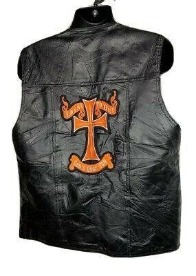 details  vintage naverre leather christian bikers xxxl vest