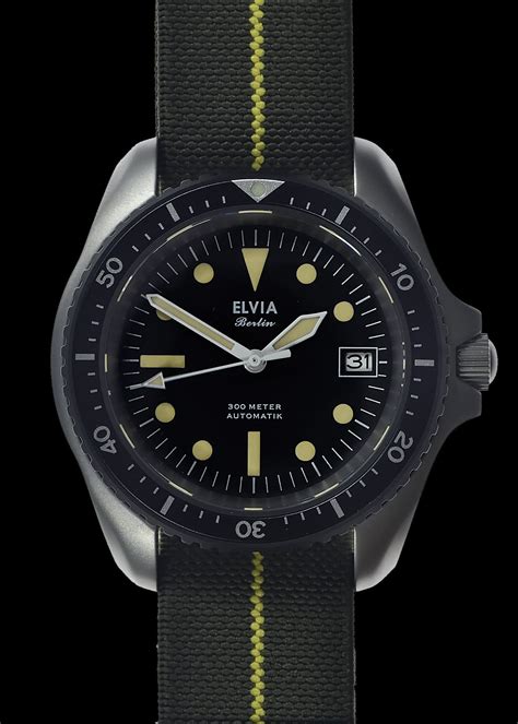 Elvia Automatic Military Divers Watch With Sapphire Crystal And 24