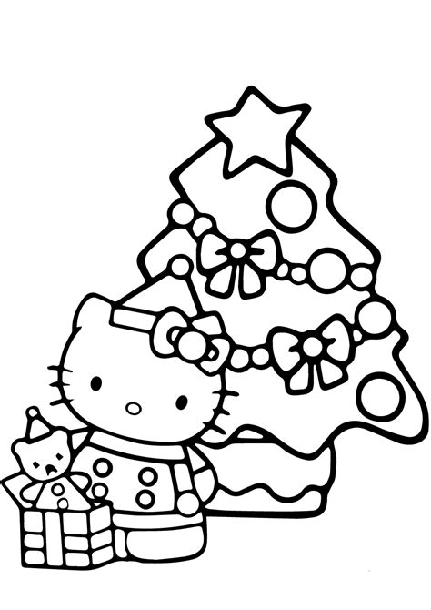 dibujos de feliz navidad kitty  colorear pintar  imprimir