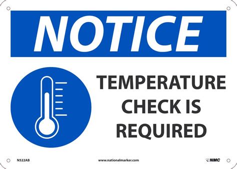 notice temperature check  required sign    safety supplies unlimited
