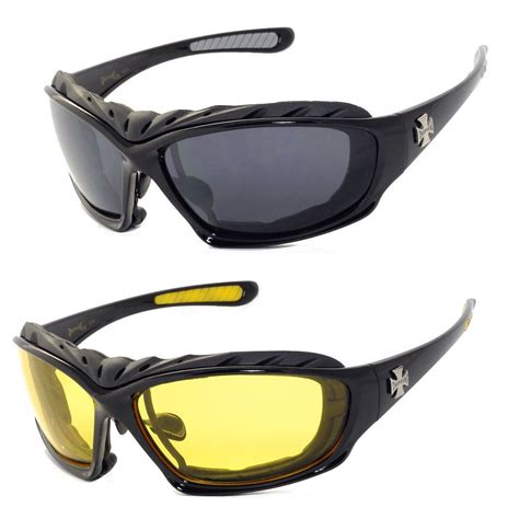 2 Pairs Combo Chopper Padded Wind Resistant Sunglasses Motorcycle