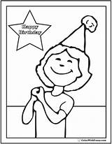 Birthday Coloring Girl Pages Party Happy Hat Grandma sketch template