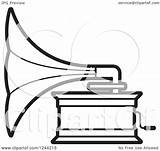 Phonograph Gramophone Illustration Clipart Royalty Vector Perera Lal Regarding Notes sketch template