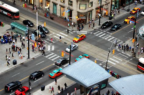 map shows busiest pedestrian intersections  downtown toronto