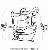 Businessman Spoon Showing Coloring Illustration Cartoon Line Off His Toonaday Royalty Clipart Nose Balance Trick Rf sketch template