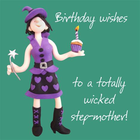 wicked step mother birthday greeting card one lump or two cards