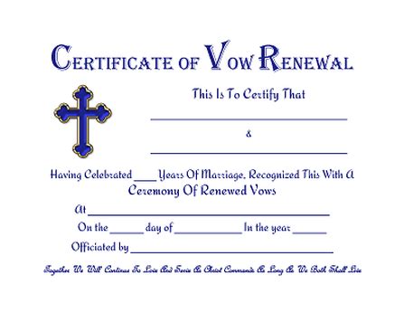 vow renewal certificate  blue jewel cross image vow renewal vows
