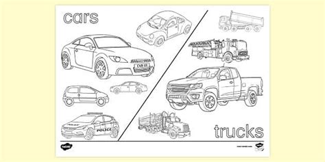 cars  trucks colouring page colouring sheets twinkl