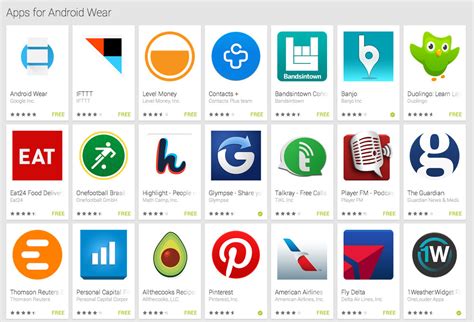 google sets  android wear section  google play level ifttt pinterest runtastic