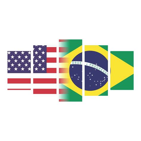 Quadro Impresso Bandeiras Estados Unidos E Brasil Qbusa