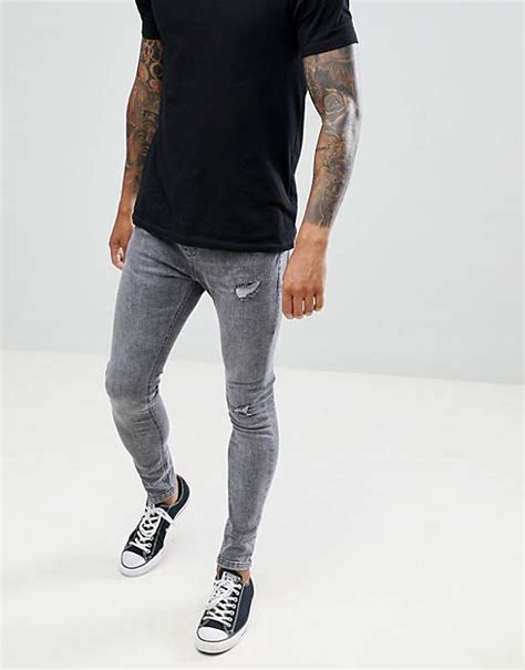 bershka super skinny fit jeans  grey asos
