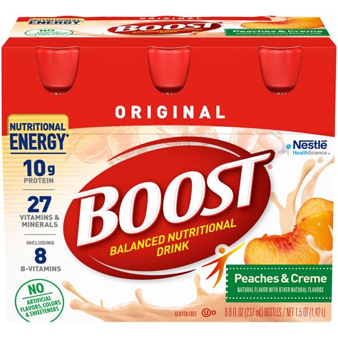 boost original ready  drink nutritional drink peaches creme  count   packs