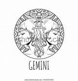 Gemini Gemelli Signs Signe Segno Horoscope Zodiaque Sternzeichen Zodiaco Astrology 30seconds Zwilling Adulte Symbole Oroscopo Scorpion Illustrazione Adulta Materiale Ragazza sketch template