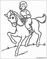 Boy Pages Riding Horse His Coloring Color Print sketch template