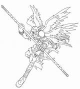 Angemon Lineart sketch template