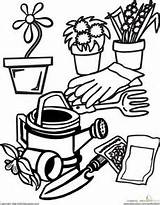 Garden Gardening Tools Worksheets Gear Kids Coloring Pages Color Club Worksheet Plants Activity Sheet School Clip Packets Seed Tool sketch template
