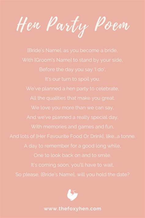 A Hen Party Poem Is The Perfect Way To Invite The Bride To Her Hen Do